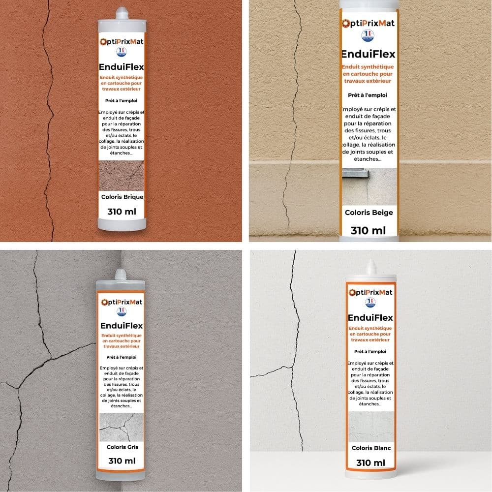 EnduiFlex – Enduit de façade en cartouche 310 ml pour fissures extérieures – 4 coloris