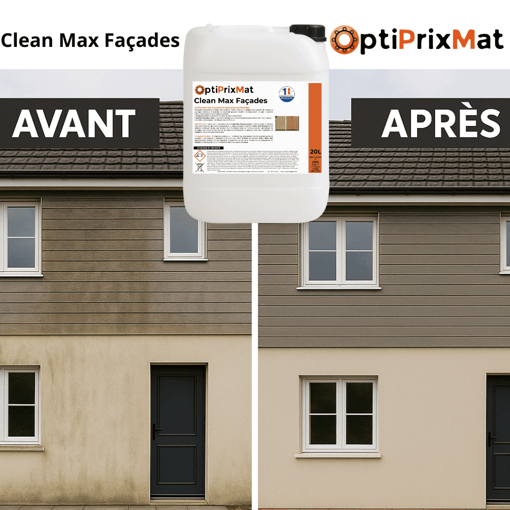 Clean Max Façades – Nettoyant Façades & Bardages Professionnel Polyvalent – 20L