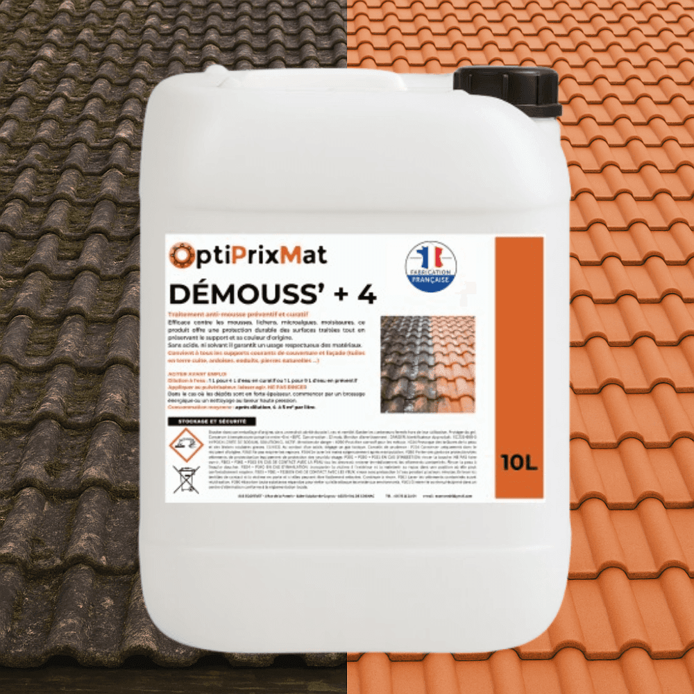 DEMOUSS+ 4 – Nettoyant Traces Vertes Concentré – Bidon de 10 Litres