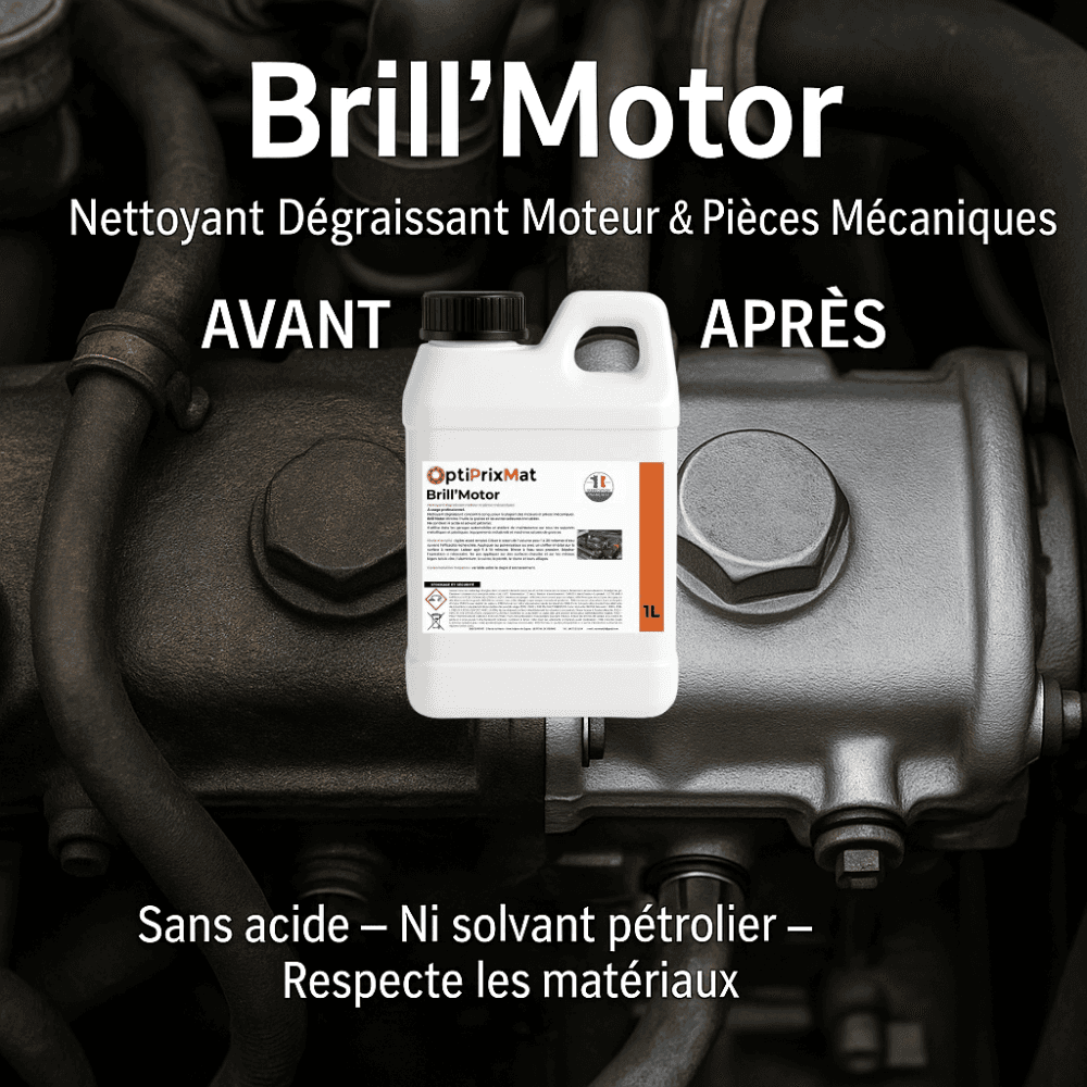 Brill’Motor – Dégraissant Moteur et Pièces Mécaniques Professionnel pour garage et maintenance 1L ou 20L