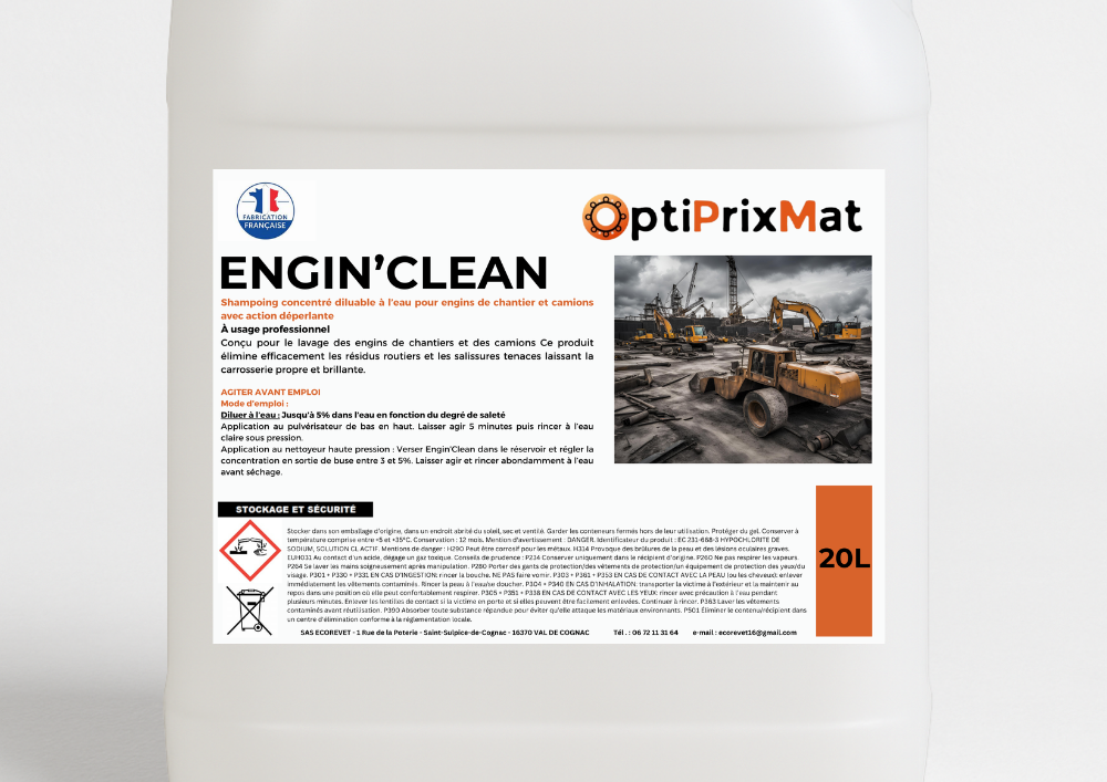 ENGIN’CLEAN – Dégraissage sans effort – Finition brillante – Bidon 20L