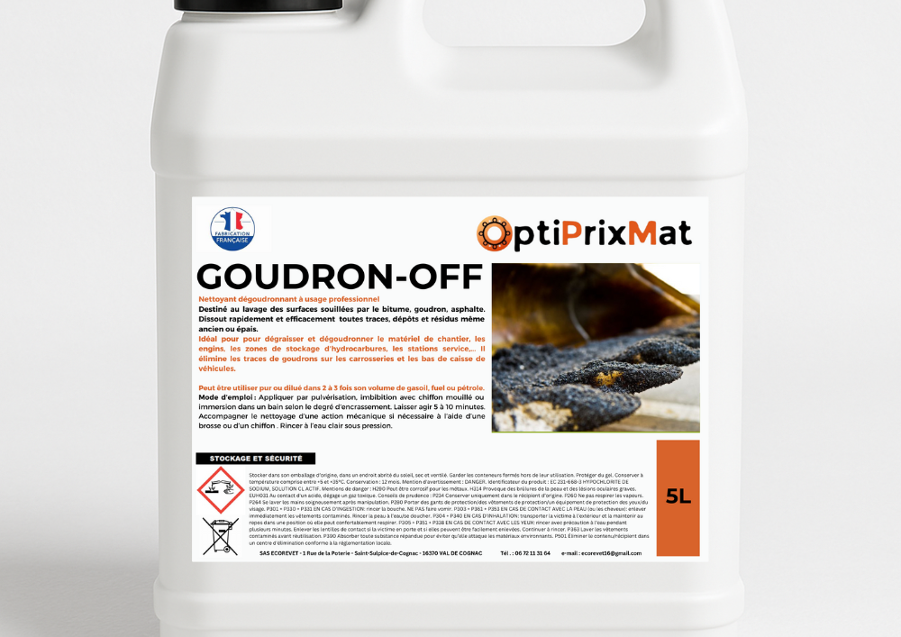 Nettoyant d2GOUDRONNANT 0 USAGE PROFESSIONNEL GOUDRON-OFF OPTIPRIXMAT