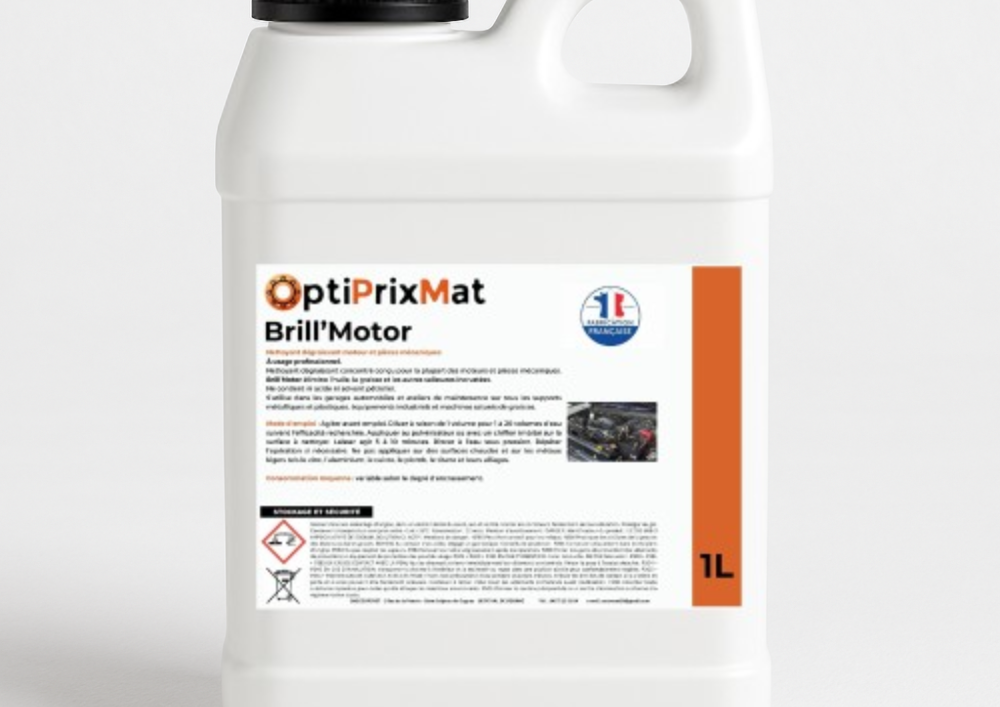 dégraissant moteur et pièces mécaniques professionnel avant après Optiprixmat Brill'Motor 1 L AVANT APRES