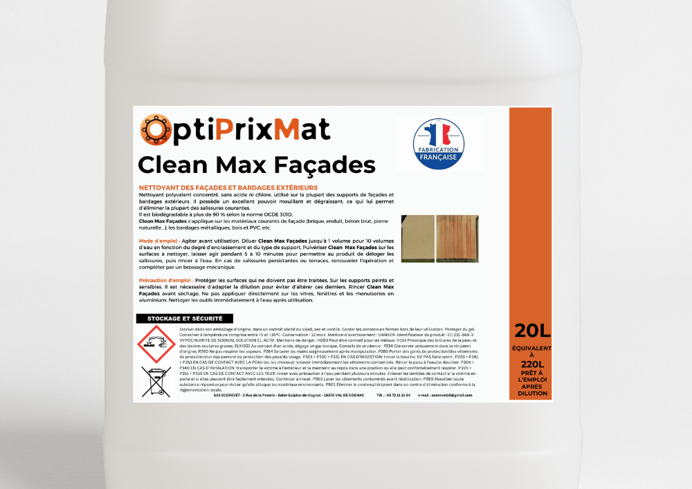 nettoyant façade et bardage professionnel Clean Max Optiprixmat