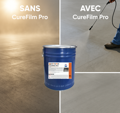 Produit de cure solvanté pour béton – Fût 30L – Jusqu’à 150 m² de surface traitée-CureFilm Pro 30L AVEC ET SANS-OptiPrixMat