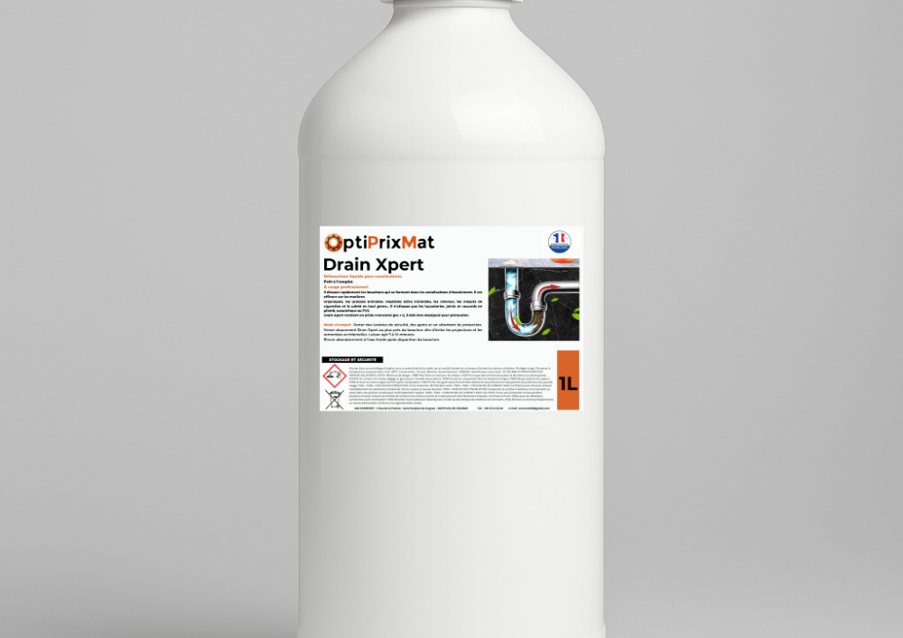 Drain Xpert – Déboucheur Liquide Professionnel Ultra-Efficace Pour Tous Types de Canalisations– 1 Litre