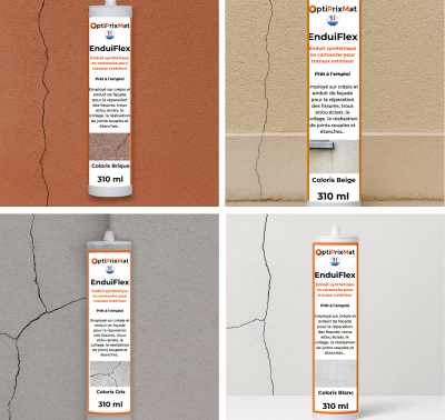 EnduitFlex enduit synthetique acrylique cartouche de 310ml - différent coloris blanc, gris, beige, brique