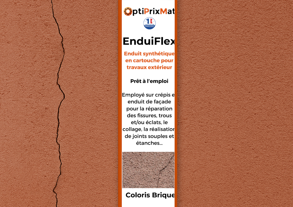 ENDUITFLEX BRIQUE – Enduit Synthétique Acrylique Extérieur en Cartouche Souple, esthétique et durable – 310 ml