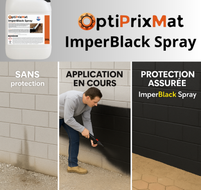 IMPERBLACK SPRAY – Revêtement d’Étanchéité Noir Pulvérisable – 20L- OptiPrixMat