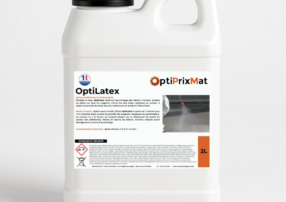 OPTILATEX – Résine d’Accrochage et d’Étanchéité – Bidon 2 Litres