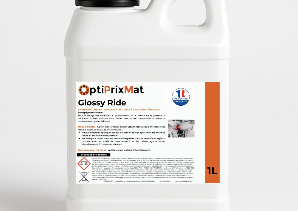 Glossy Ride Shampoing Carrosserie Déperlant Professionnel